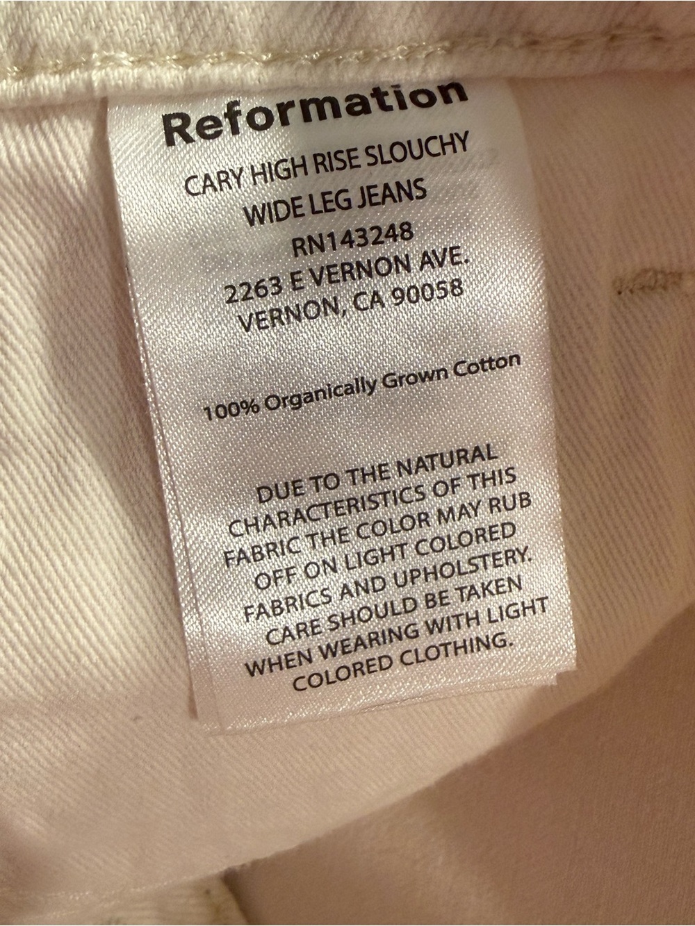 NWT Reformation Cary High Rise Slouchy Wide Leg Jeans 24 Fior Di Latte - Picture 11 of 12